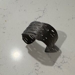 Textured Black Metal Cuff Bracelet